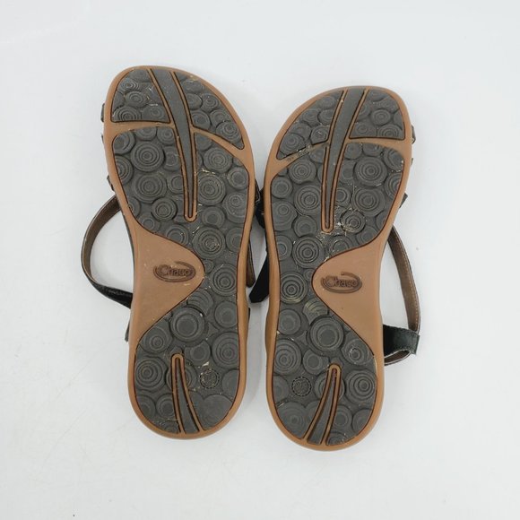 Chaco Women's Black Dorra Leather Cross Strap Buckle Strappy Sandal Size 10 - Picture 5 of 8